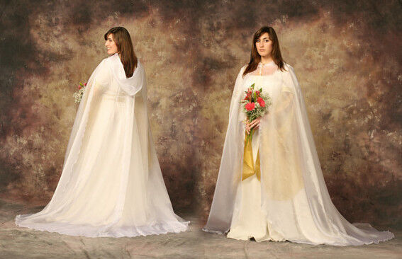 White Crystal Organza Wedding Cloak