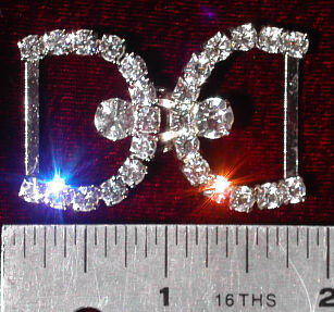 D Shaped Silver Tone Rhinestone Clasp
