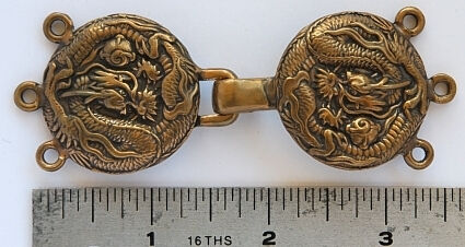Double Dragon Solid Bronze Cloak Clasp