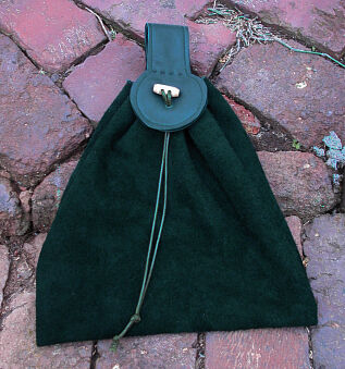 Hunter Green Suede Leather Medieval Button Bag