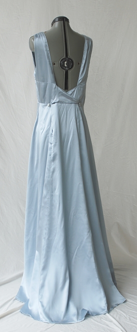 Ice Blue Silk Satin 1930's Style Evening Dress