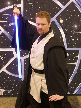 Jedi Logan Kell of FxSabers.com in his custom Jedi style costume