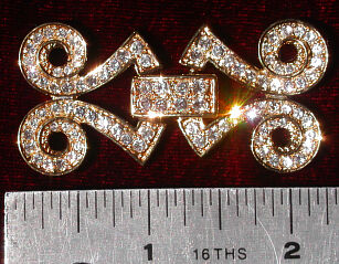 Lyre Shaped Gold Tone Rhinestone Clasp