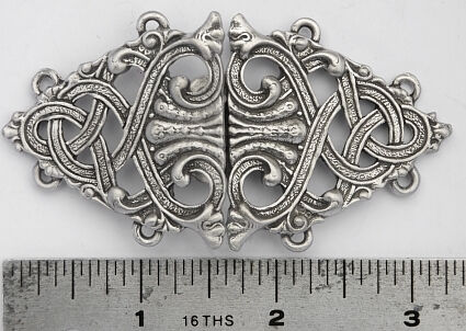 Manuscript Flourish Pewter Cloak Clasp