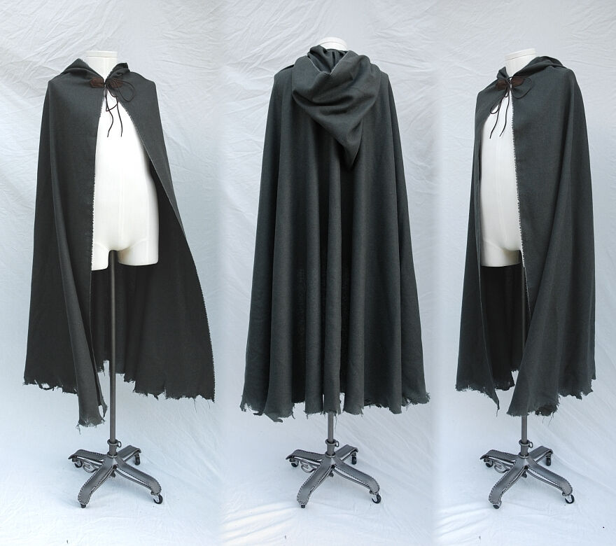 Olive Wool Distressed Half Circle Ranger Cloak