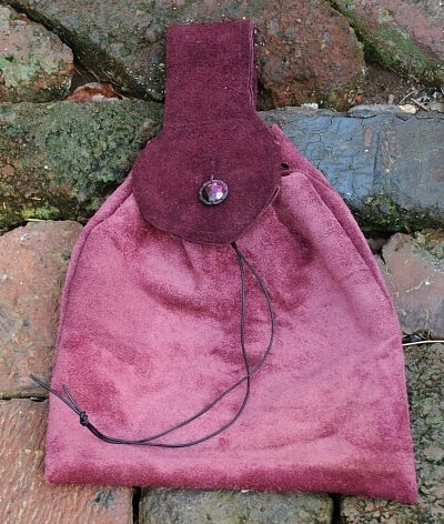 Plum and Dusty Rose Suede Button Bag