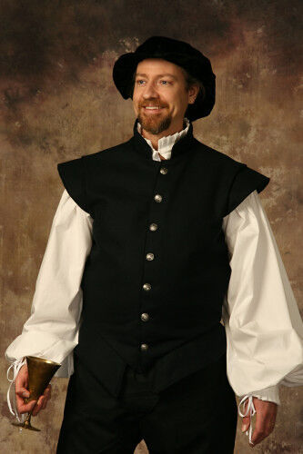 Black Wool Mens Renaissance Doublet