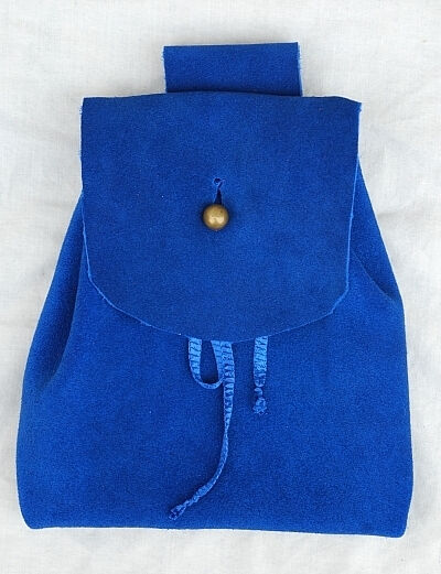 Royal Blue Suede Button Bag with Gold Tone Dome Button