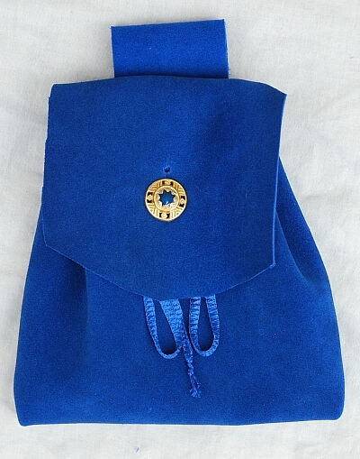 Royal Blue Suede Button Bag with Gold and Blue Button