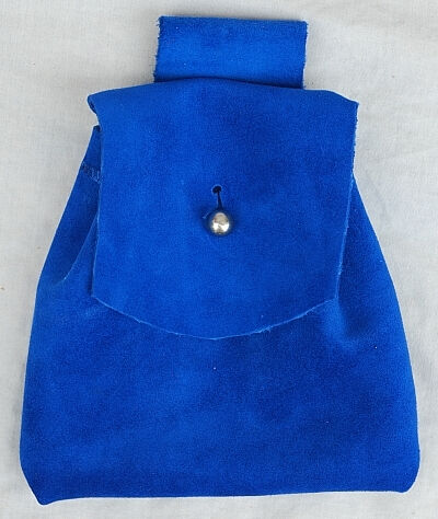 Royal Blue Suede Button Bag with Silver Tone Dome Button