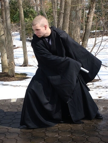 Christopher in his black cotton twill Sith style robe.