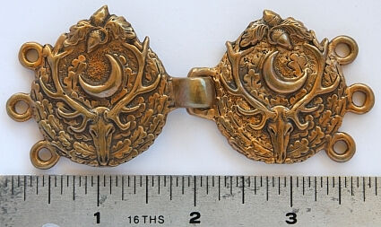 Stag Oak and Acorn Solid Bronze Cloak Clasp