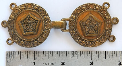 Tudor Rose Style Solid Bronze Cloak Clasp