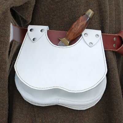 White Leather Kidney Shaped Belt Pouch