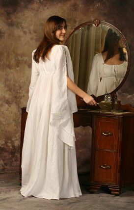 Hankerchief Weight White Linen Romantic Nightgown