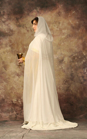 White Natural Silk Chiffon Wedding Veil Cloak