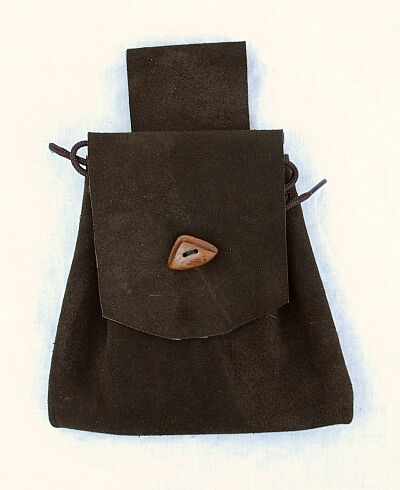Dark Chocolate Brown Suede Leather Belt Pouch