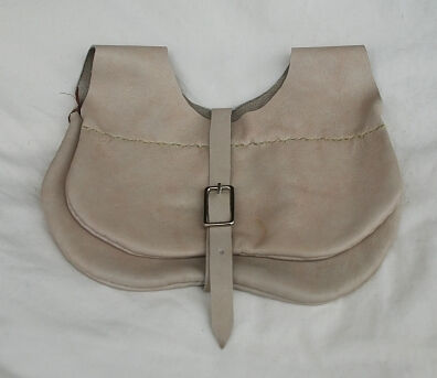 Handmade Distressed Greige Leather Kidney Style Belt Pouch
