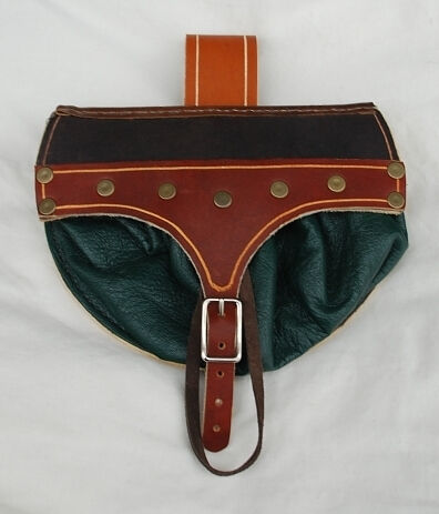 Handmade Greens and Browns Leather Belt Pouch