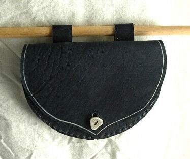 Handmade Historically Inspired Leather Pouch in Navy Blue Leather