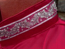 Burgundy Red Silk Royal Tunic Neck Detail