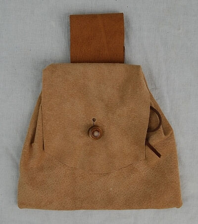 Buff Leather Button Bag with Wood Button