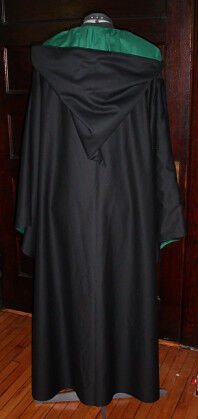 Hunter Green and Black Wizard School Robe - Back View